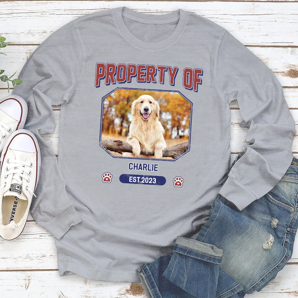 Pet Property Of - Personalized Custom Long Sleeve T-shirt - Image 3