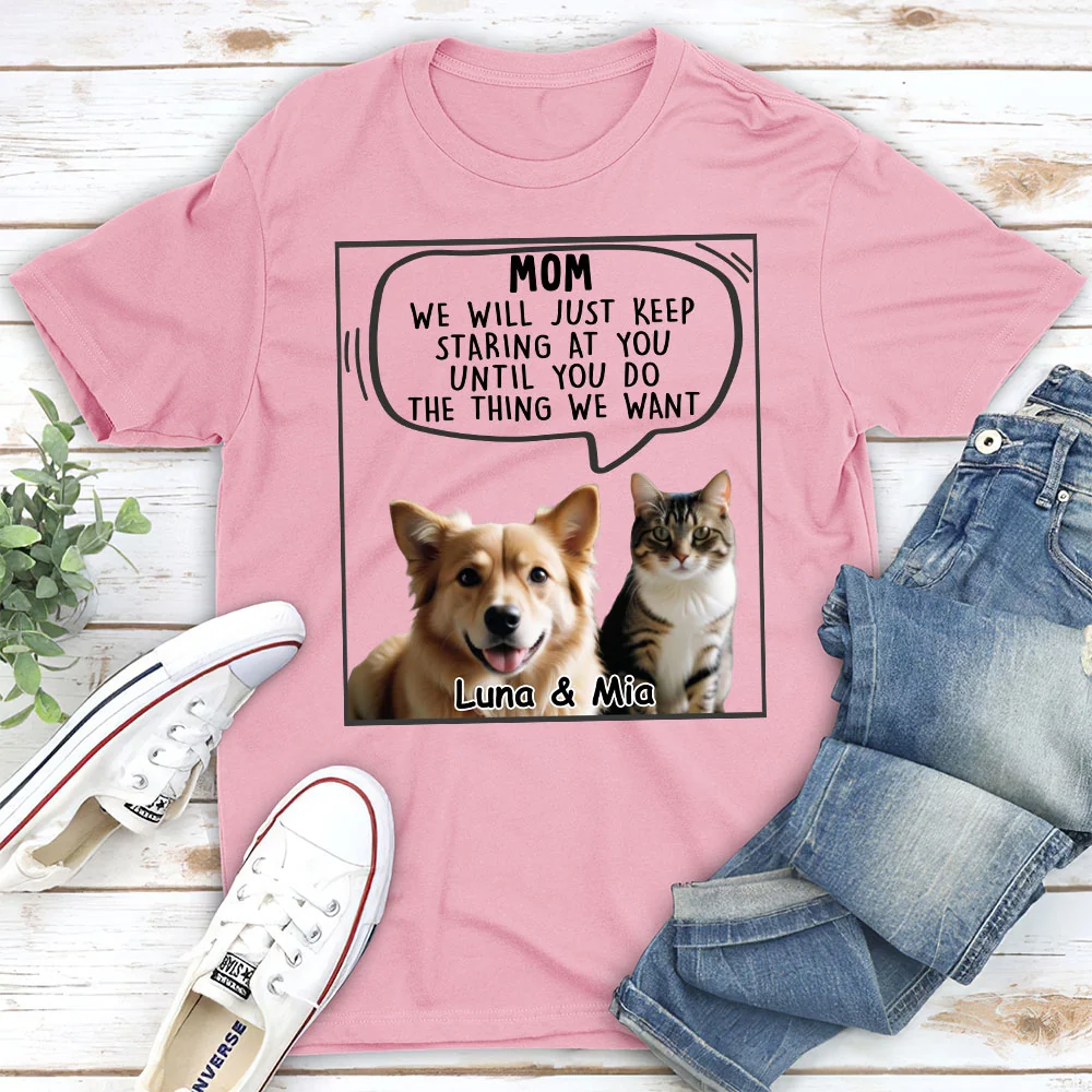Pet Will Just Keep Staring Photo - Personalized Custom Unisex T-shirt - Image 3