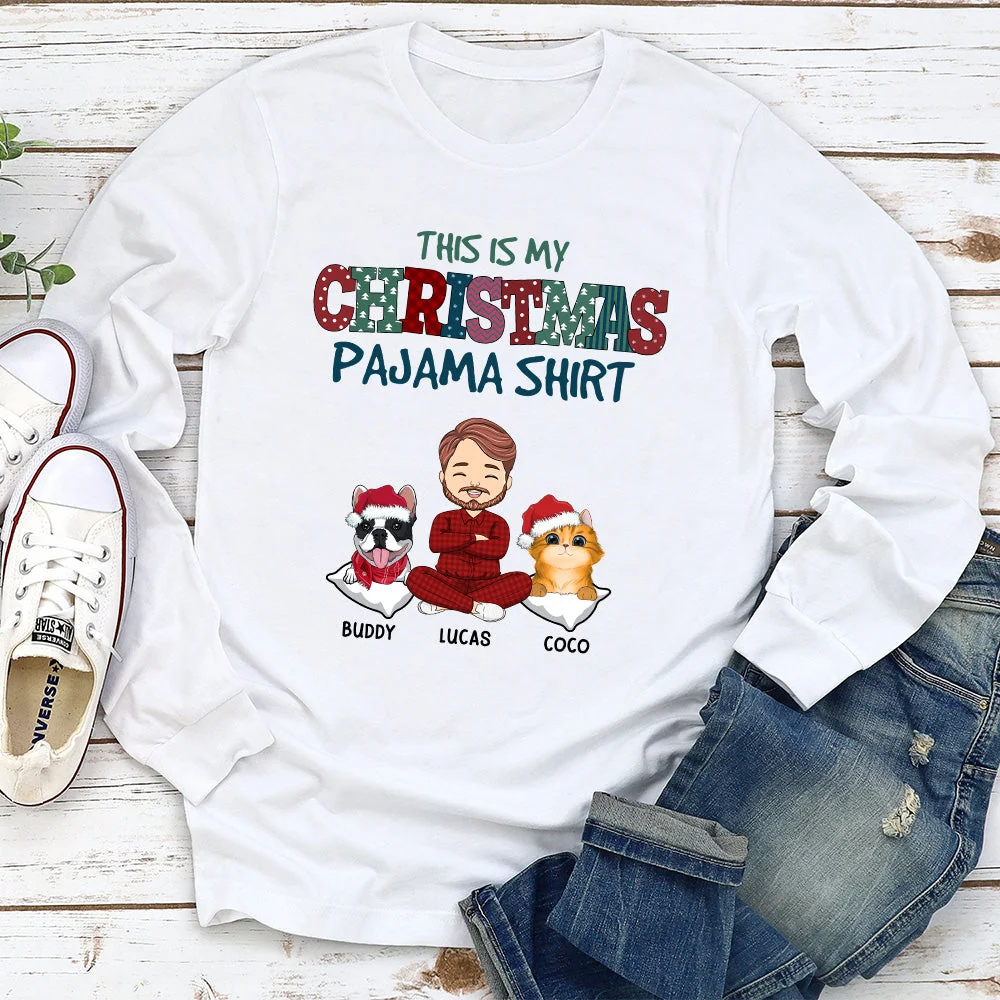 Pets Christmas Pawjama - Personalized Custom Long Sleeve T-shirt - Image 2