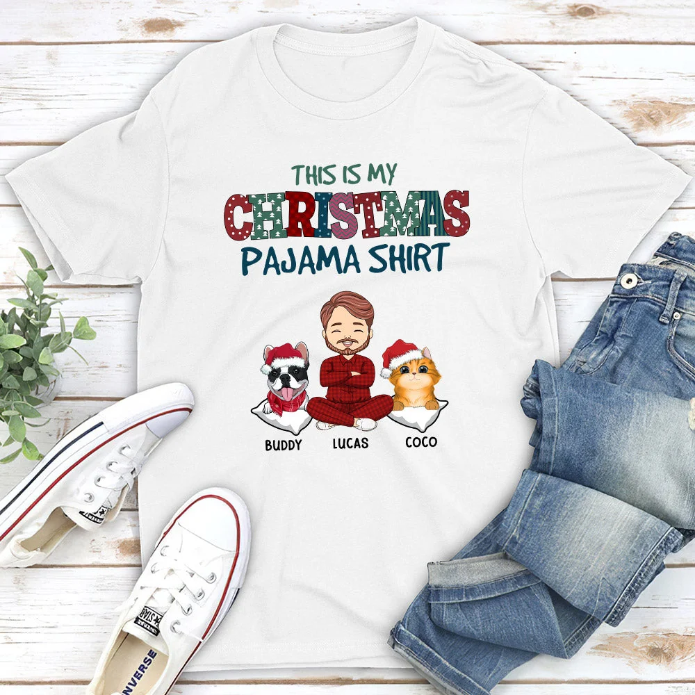 Pets Christmas Pawjama - Personalized Custom Unisex T-shirt - Image 3