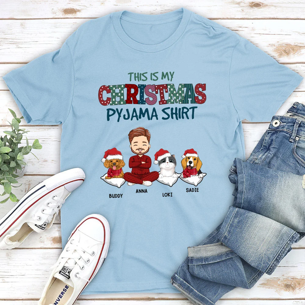 Pets Christmas Pawjama - Personalized Custom Unisex T-shirt - Image 4