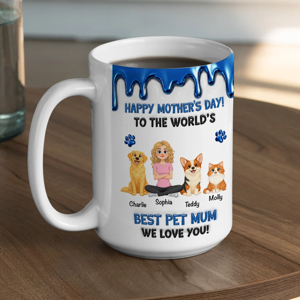 Pets Mom Special Day - Personalized Custom 3D Effect Mug - Image 5