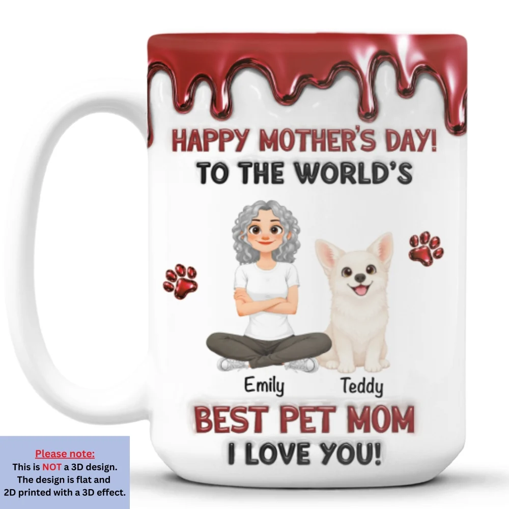 Pets Mom Special Day - Personalized Custom 3D Effect Mug - Image 8