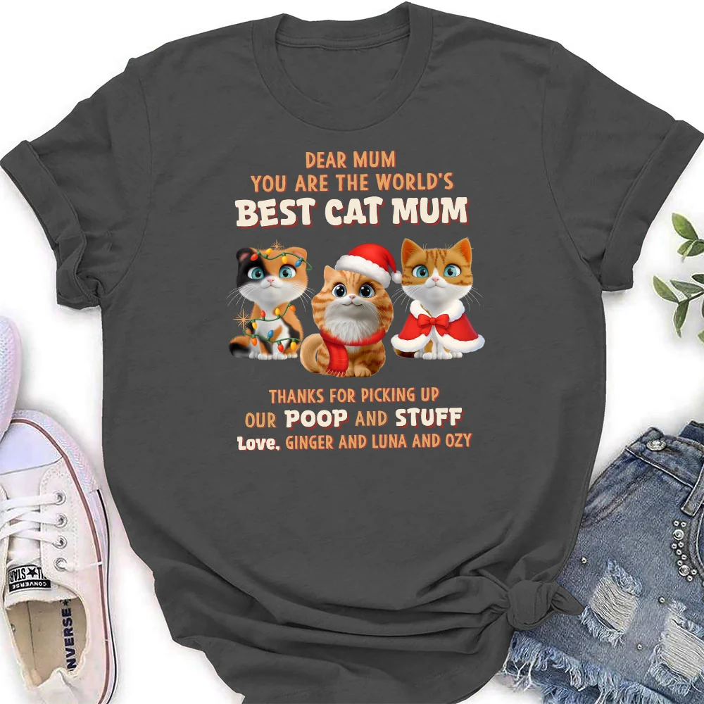 Picking Our Poop Ver Cat - Personalized Custom Women's T-Shirt - Image 2