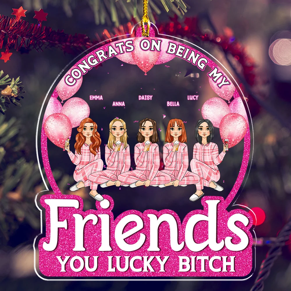 Pink Besties Forever - Personalized Custom Acrylic Ornament - Image 4