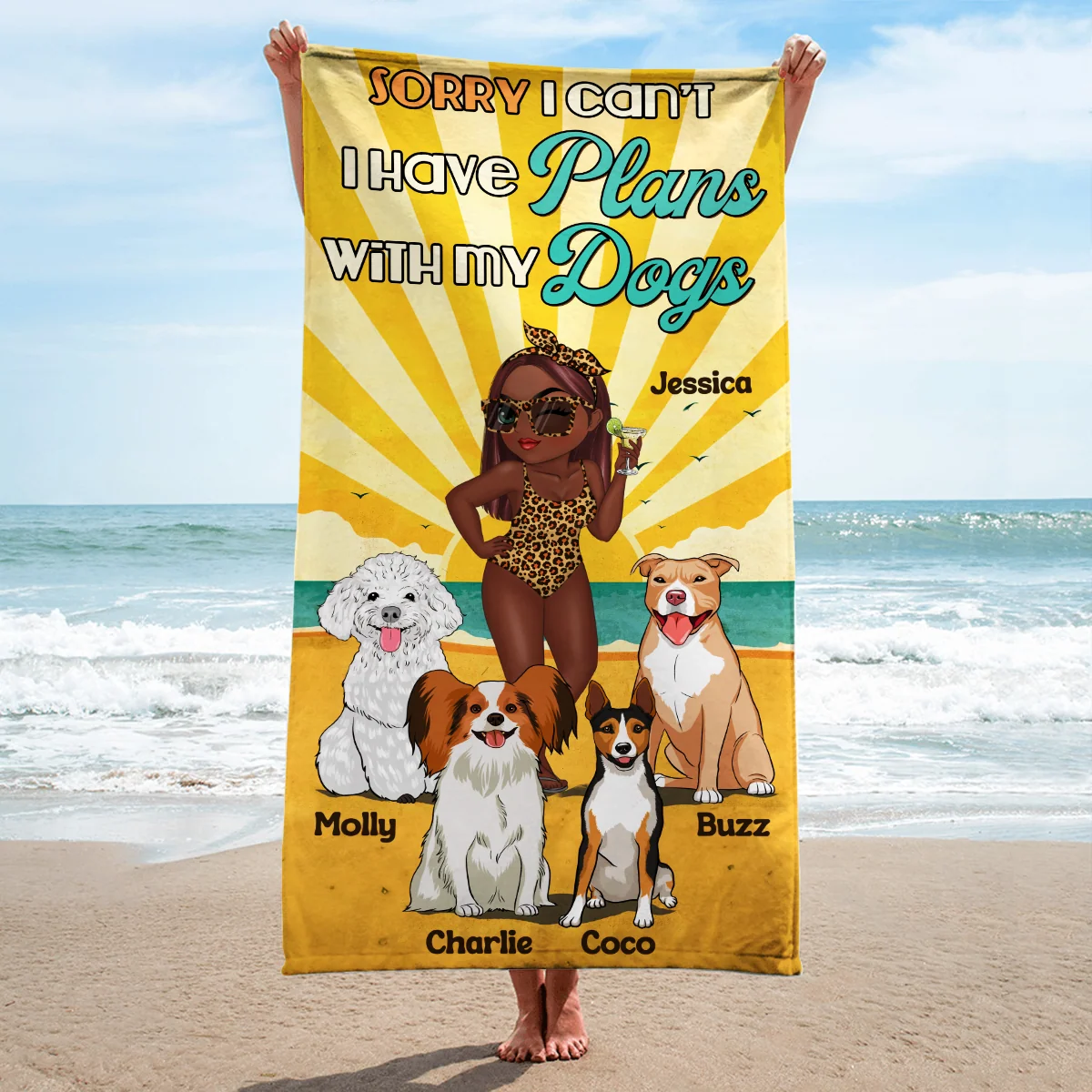 Plan With Dog - Personalized Custom Beach Towel - Image 5