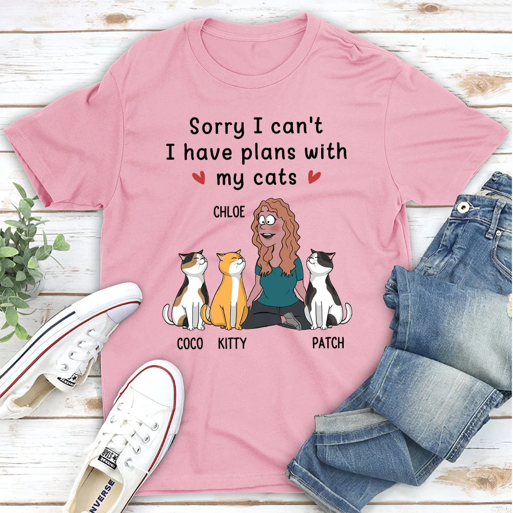 Plans With Cats - Personalized Custom Unisex T-shirt - Image 4