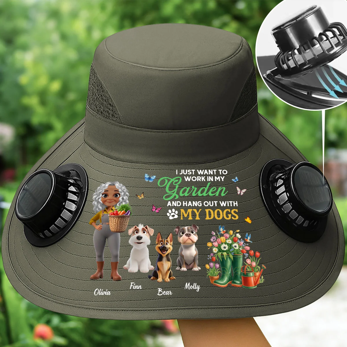 Plant Lady - Personalized Custom Solar Fan Hat - Image 4
