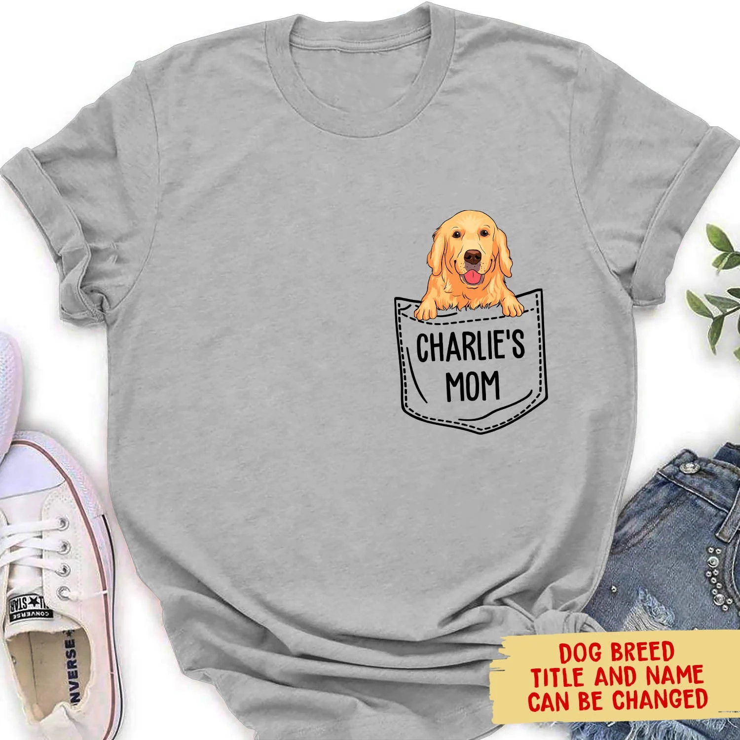 Pocket Dog Mom/Dad - Personalized Classic Women's T-shirt - Image 2