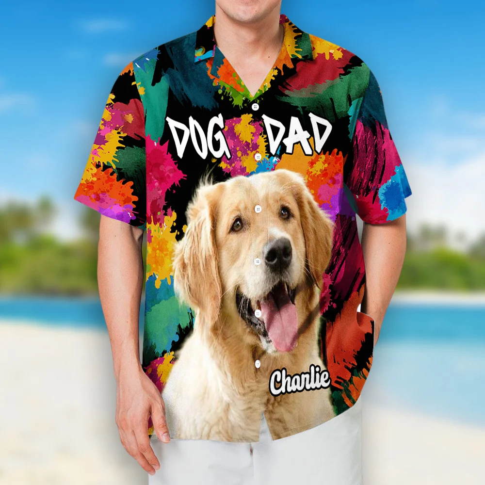 Pop Art Dad Photo - Personalized Custom Hawaiian Shirt - Image 3
