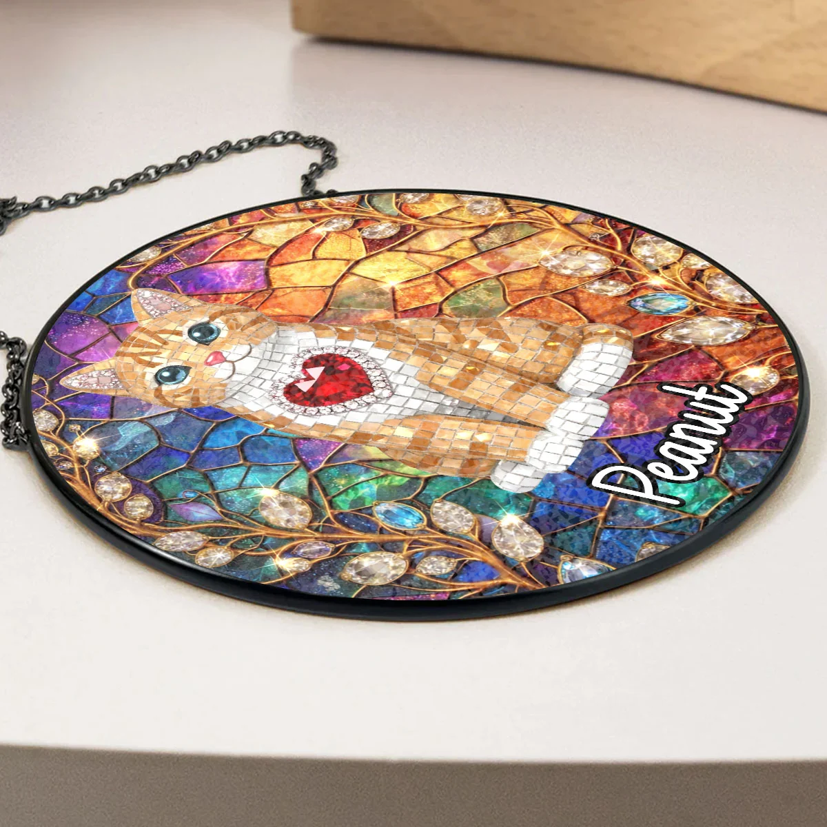 Portrait Cat Gemstone - Personalized Custom Window Hanging Suncatcher - Image 3