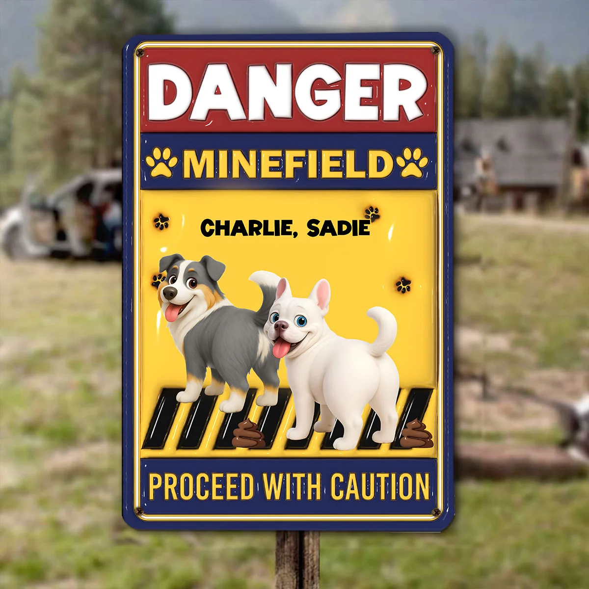Proceed With Caution Dog - Personalized Custom 3D Inflated Effect Metal Sign - Image 4