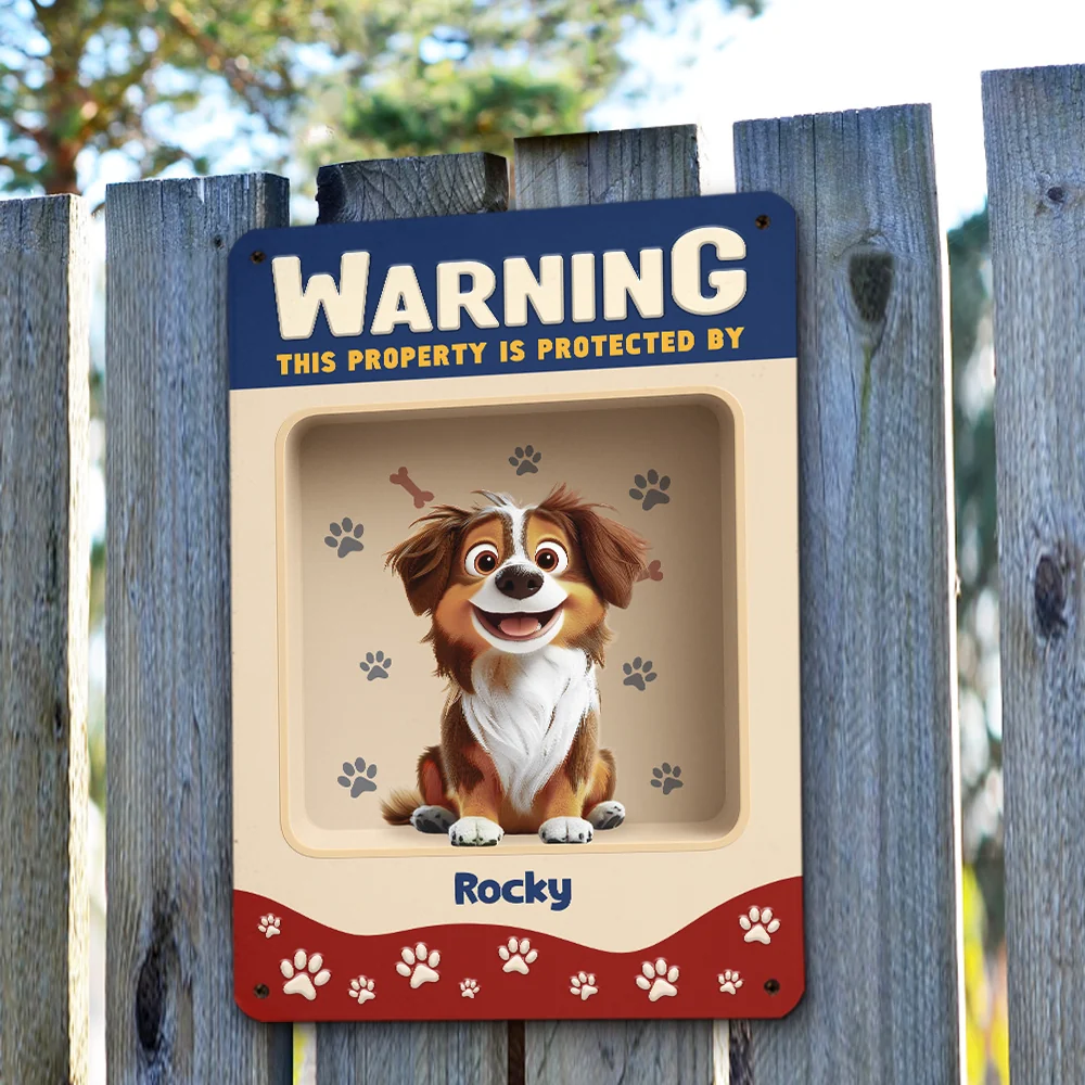 Professionally Protected By Dog - Personalized Custom 3D Effect Metal Sign - Image 2