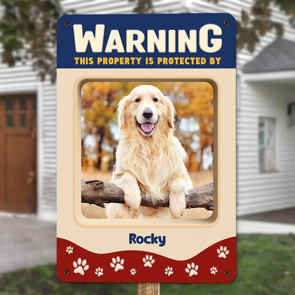 Professionally Protected By Dog Photo - Personalized Custom 3D Effect Metal Sign