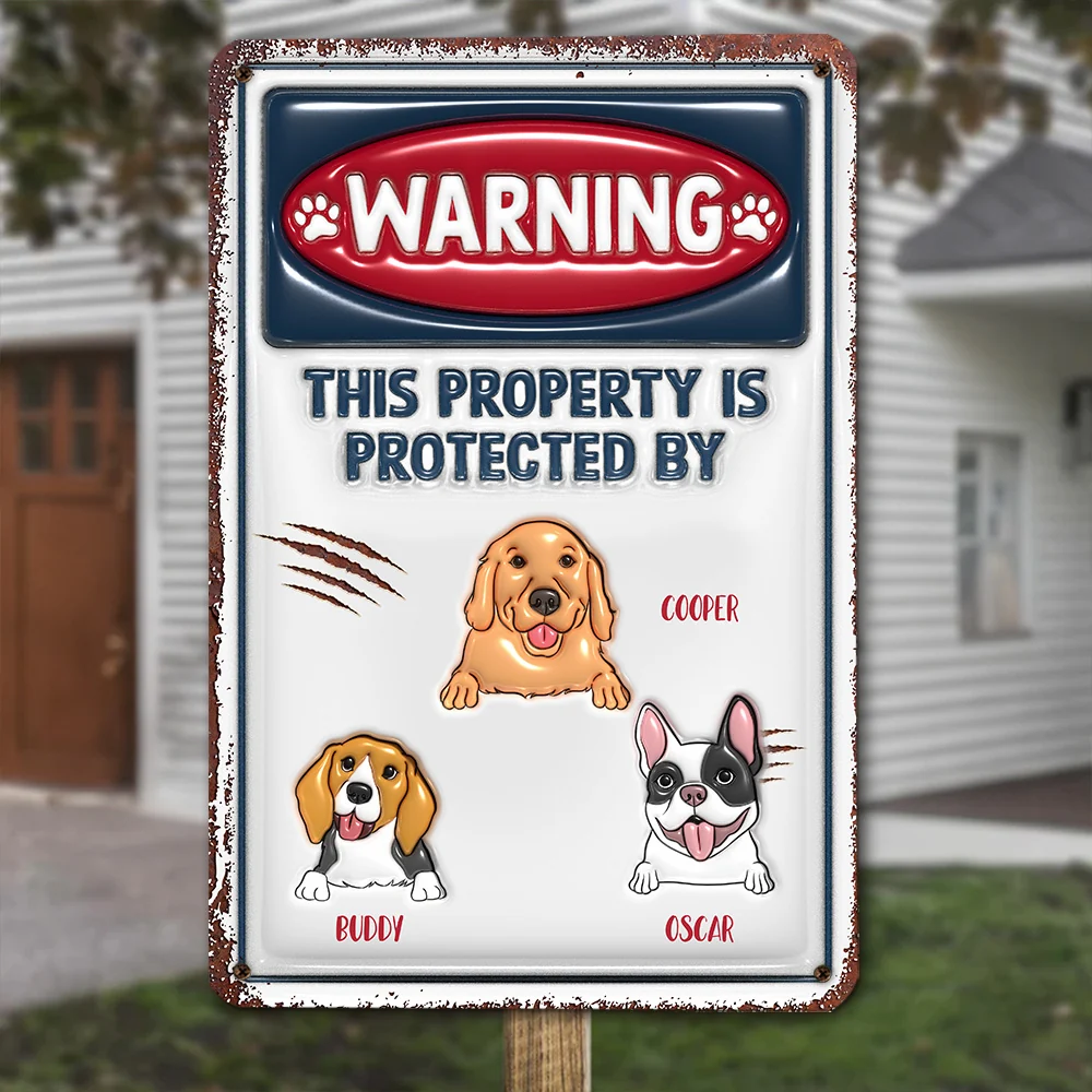 Property Is Protected - Personalized Custom 3D Inflated Effect Metal Sign - Image 3