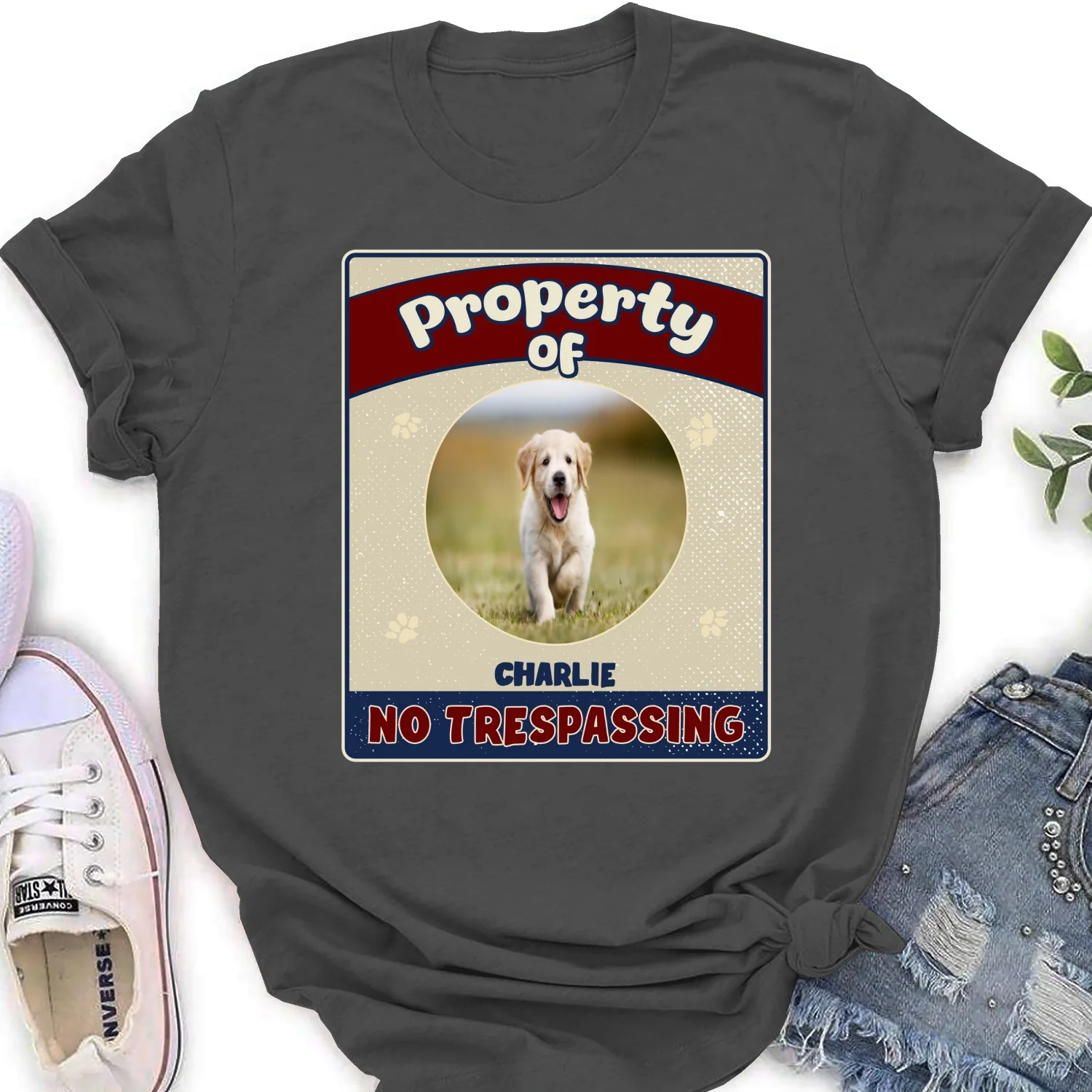 Property Of Dog Chibi Photo - Personalized Custom Women's T-Shirt - Image 6