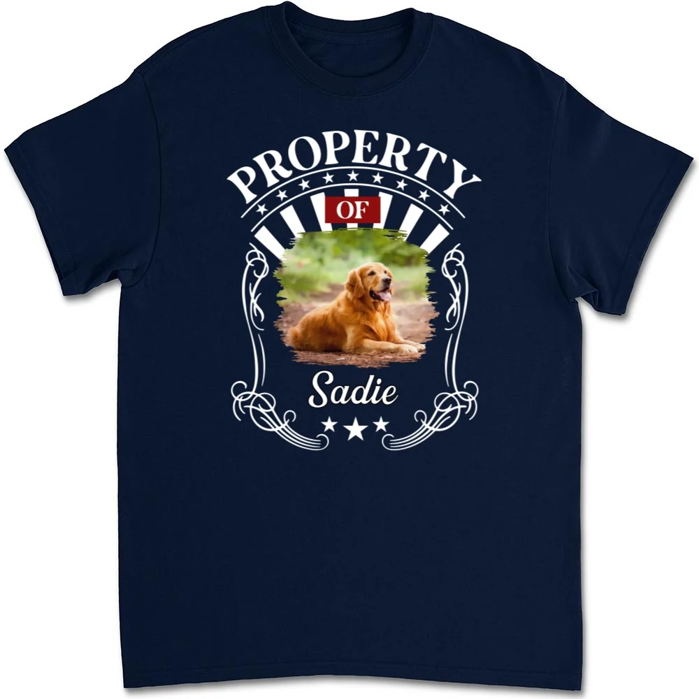 Property Of Human Dog Photo - Personalized Custom Unisex T-Shirt - Image 3