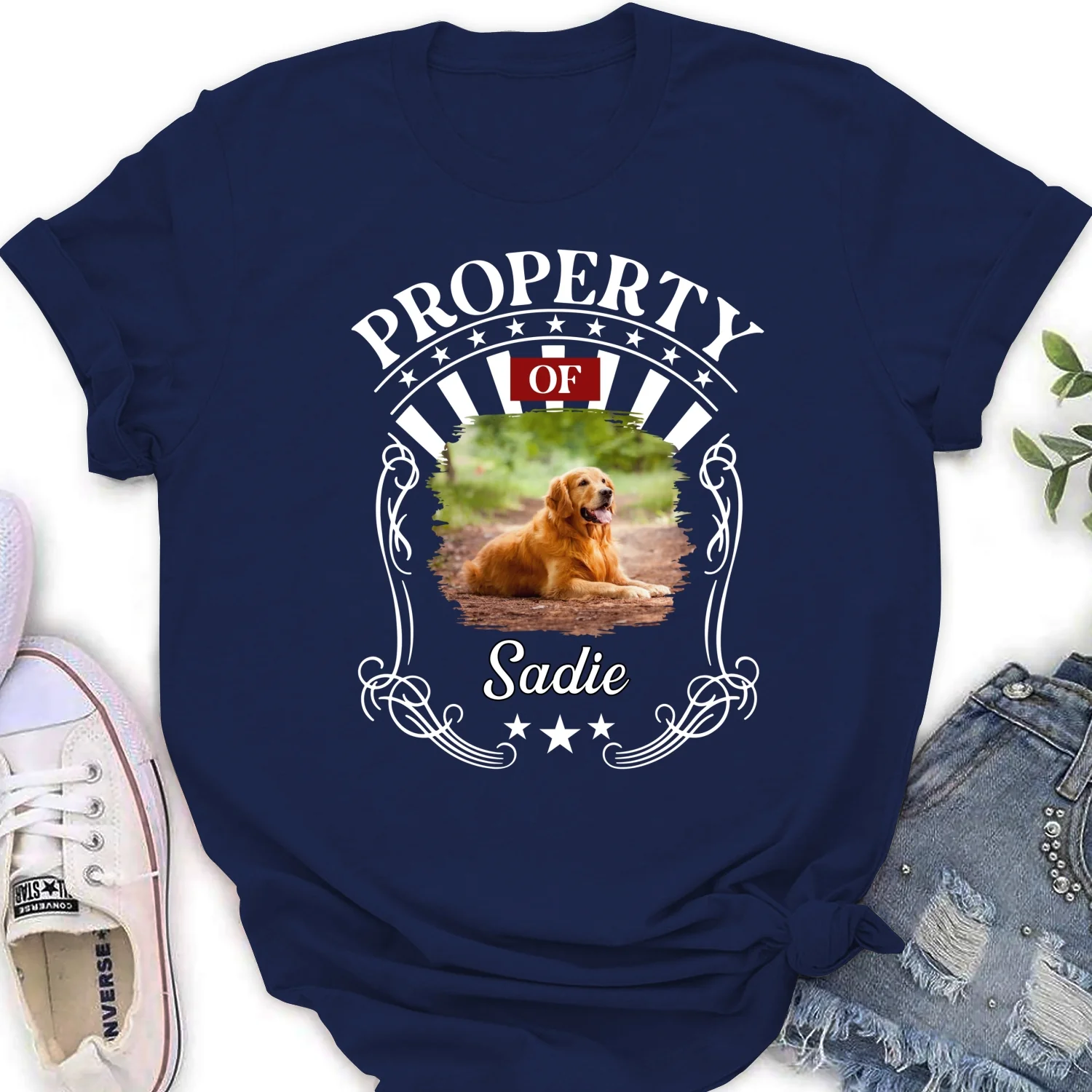 Property Of Human Dog Photo - Personalized Custom Women's T-Shirt - Image 3