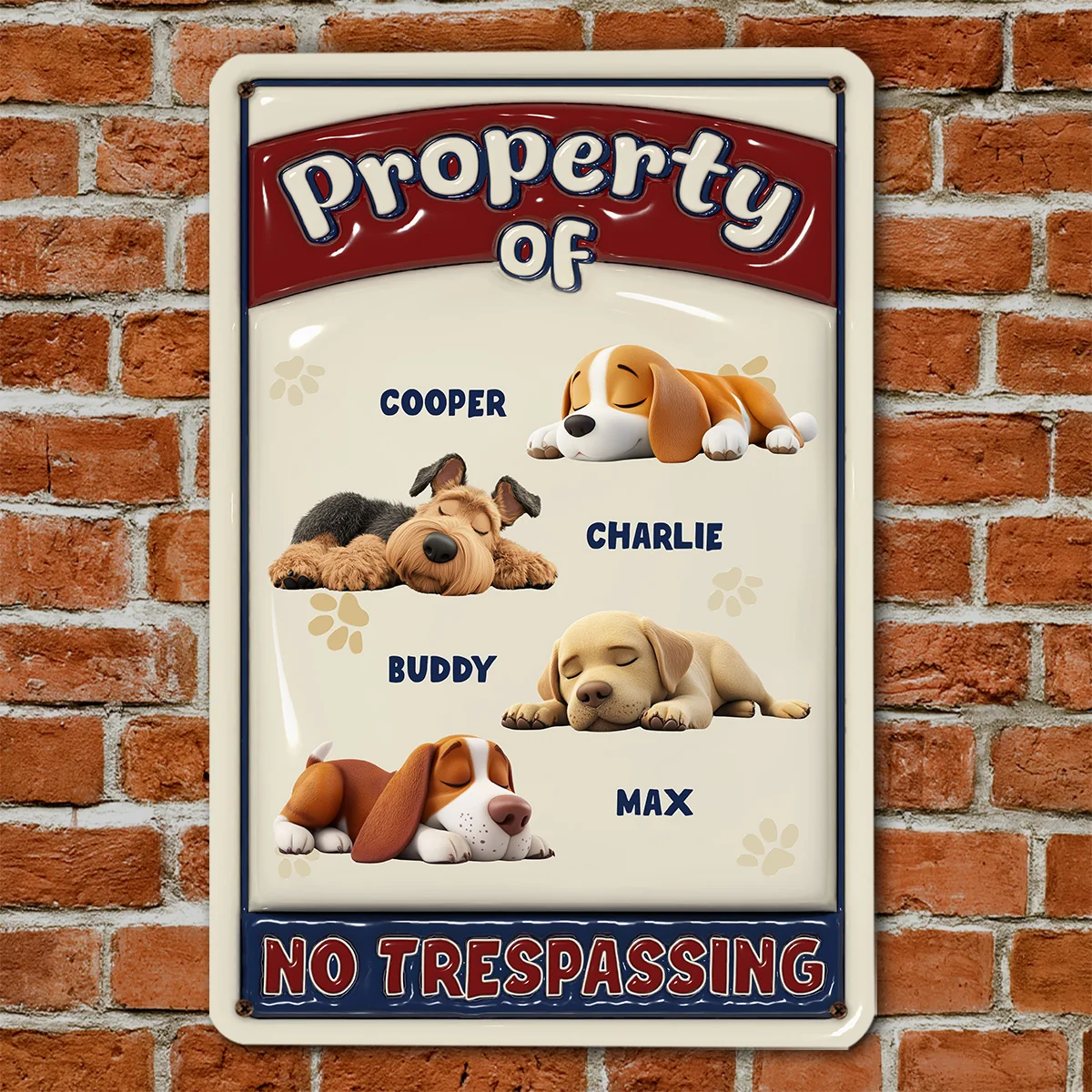 Property Of My Dogs - Personalized Custom 3D Inflated Effect Metal Sign - Image 5