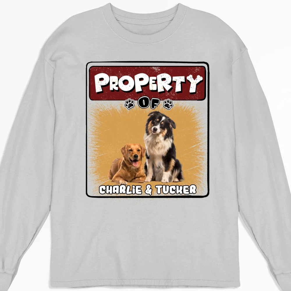 Property Of Story Dog Photo - Personalized Custom Long Sleeve T-Shirt - Image 2