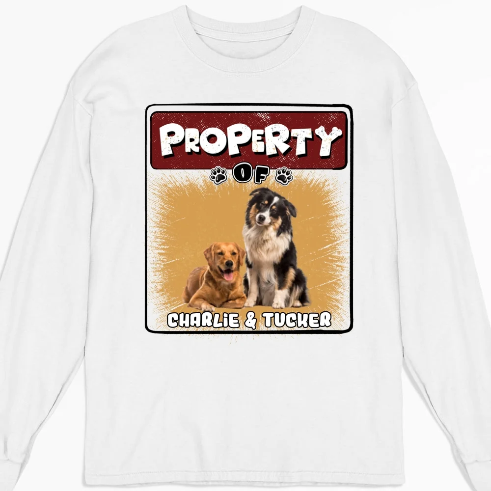 Property Of Story Dog Photo - Personalized Custom Long Sleeve T-Shirt - Image 3