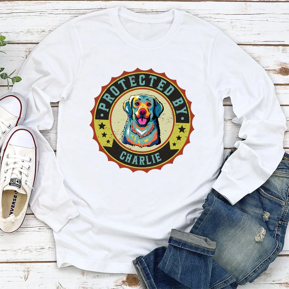 Protected By Dogs Ver 2 - Personalized Custom Long Sleeve T-Shirt - Image 2