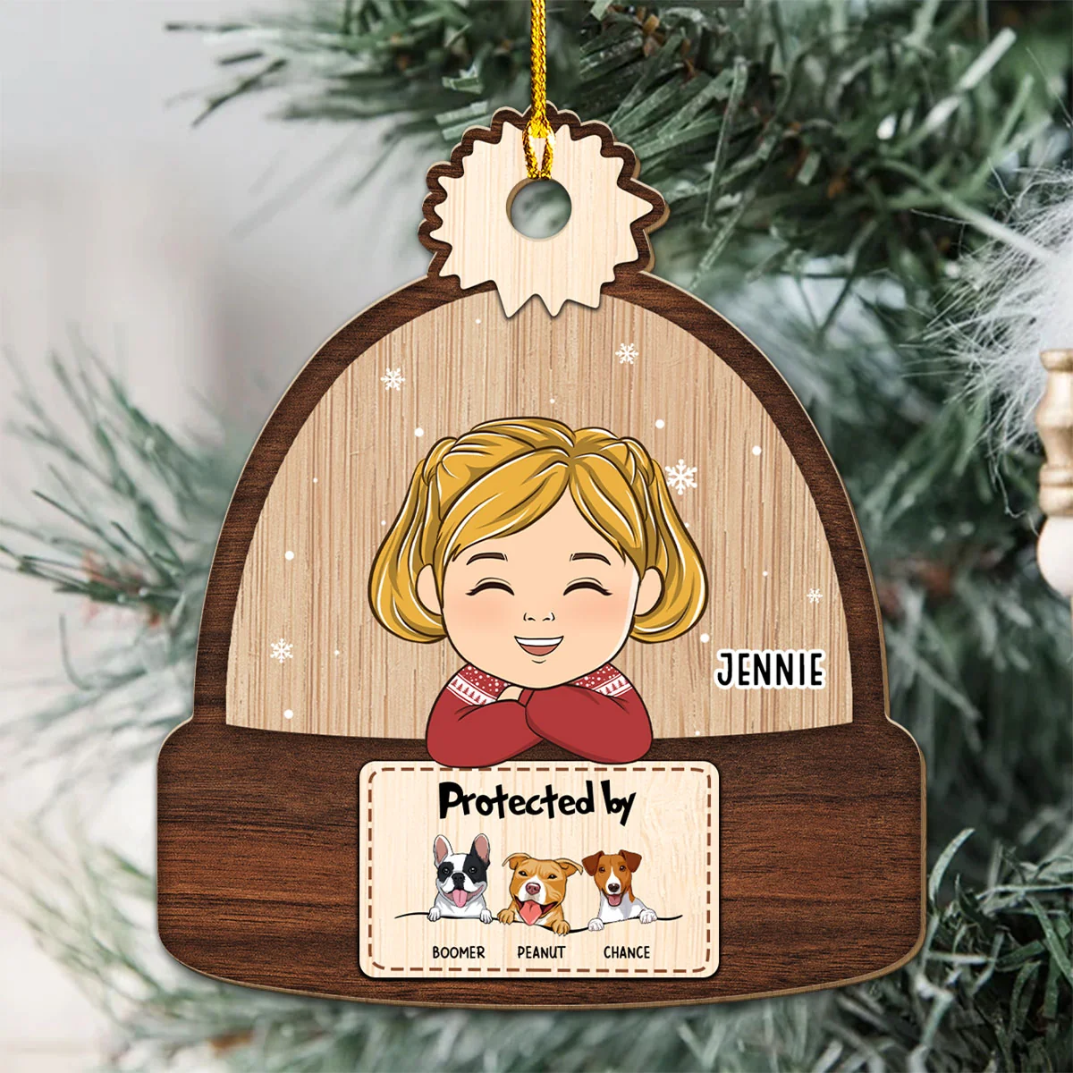 Protected By - Personalized Custom Wood Ornament - Image 3