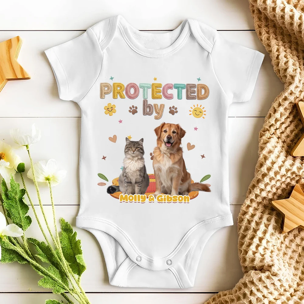 Protected By Pet Photo - Personalized Custom Baby Onesie - Image 2