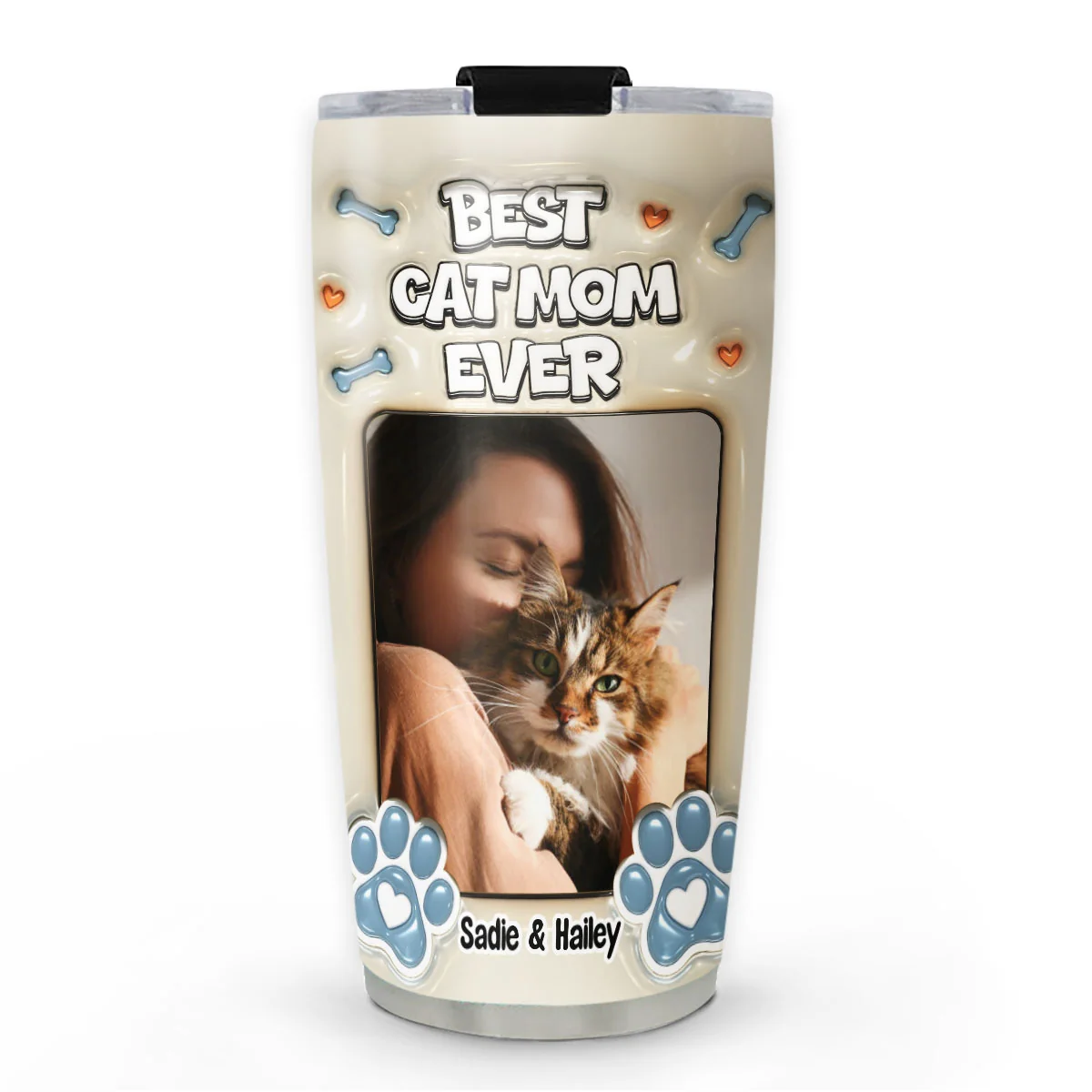 Proud Lovely Cat Mom Photo - Personalized Custom 3D Inflated Effect Tumbler