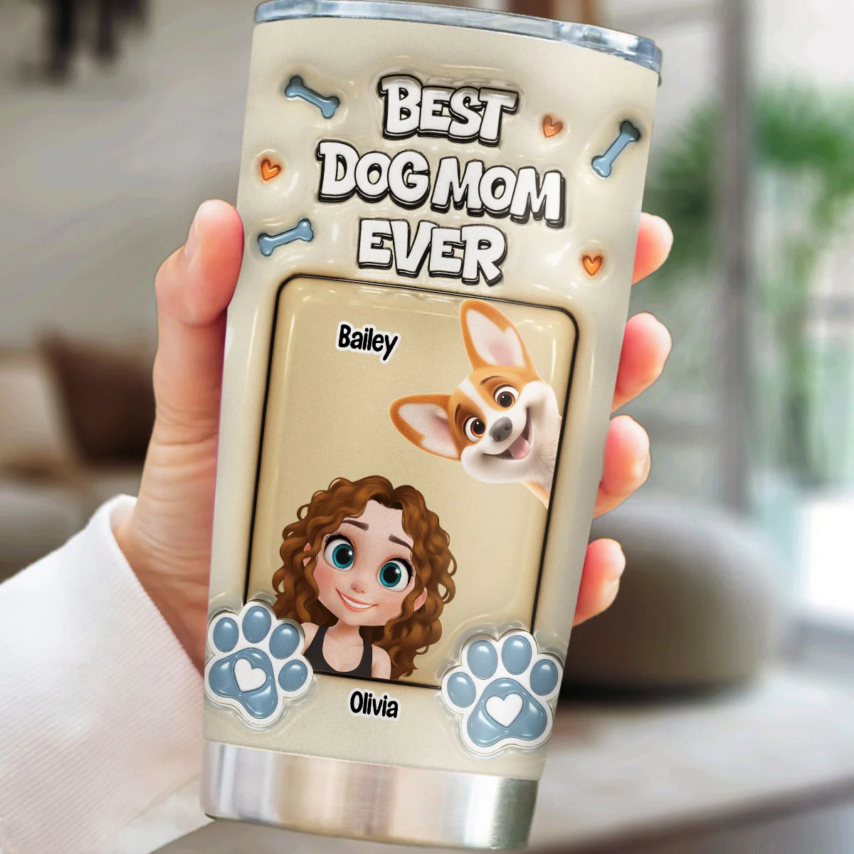 Proud Lovely Dog Mom Version 2 - Personalized Custom 3D Inflated Effect Tumbler - Image 4