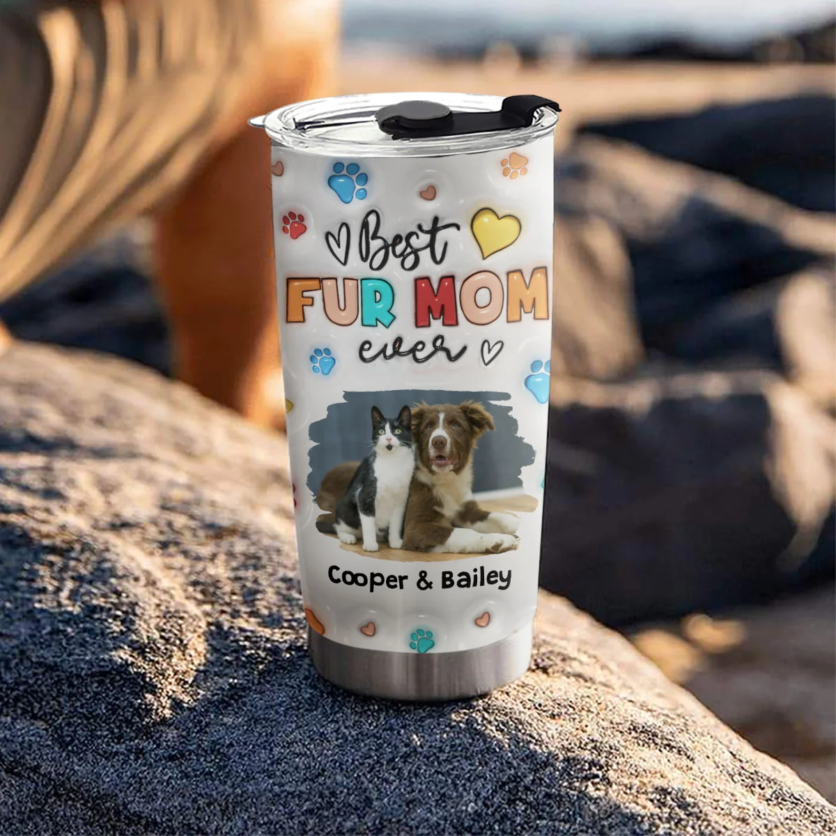 Proud To Be Fur Mom Photo - Personalized Custom 3D Inflated Effect Tumbler