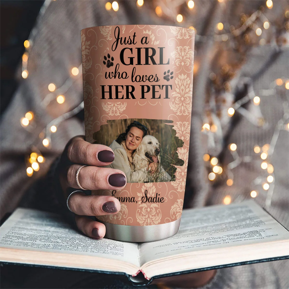 Pumskin Pet And Girl Photo - Personalized Custom Tumbler - Image 4