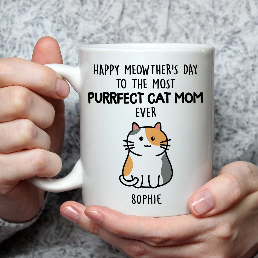 Purrfect Cat Mom - Personalized Custom Coffee Mug - Image 2