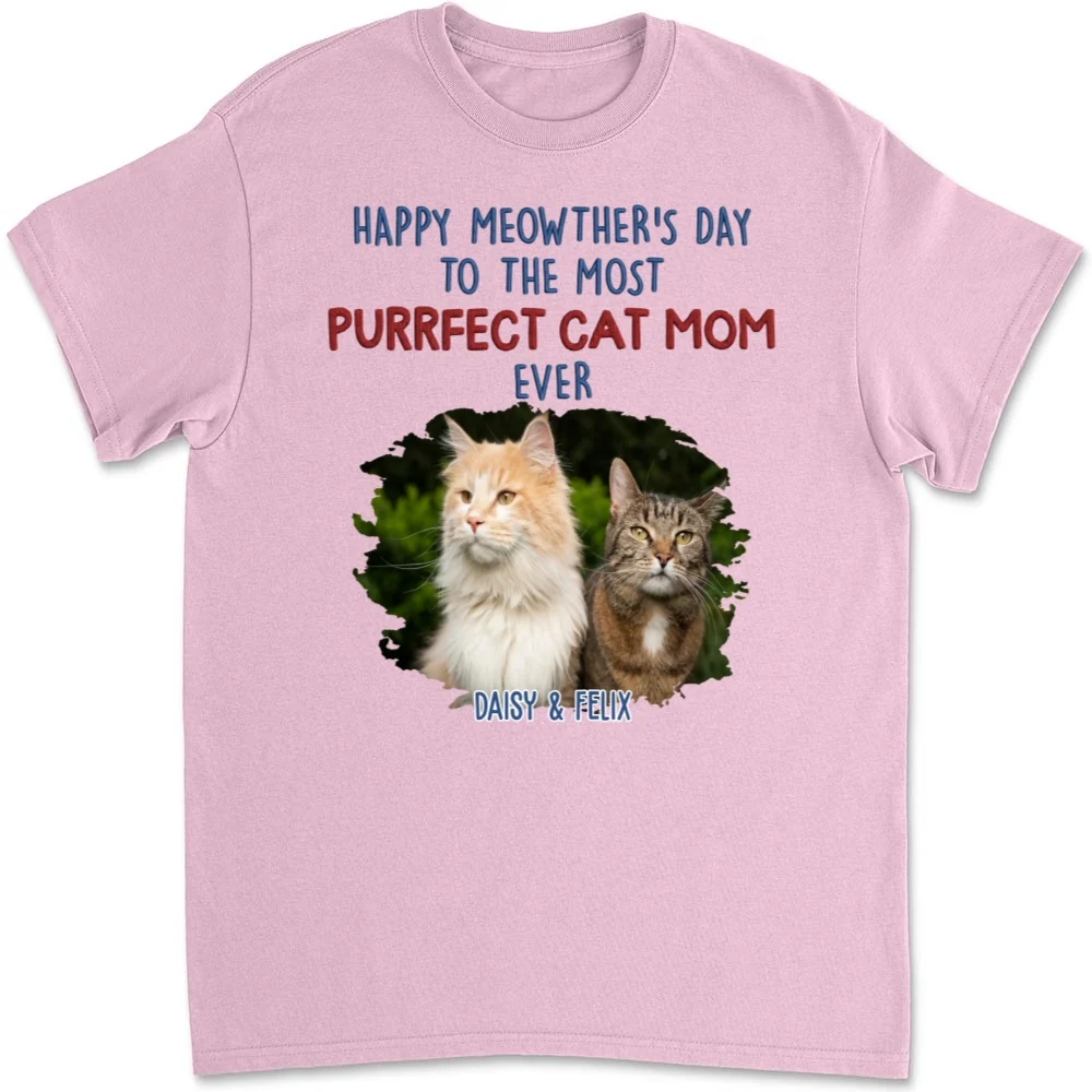 Purrfect Cat Mom Version 2 Photo - Personalized Custom Unisex T-shirt - Image 8