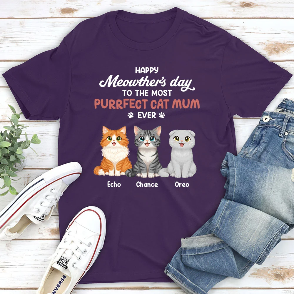 Purrfect Cat Mom Version 3 - Personalized Custom Unisex T-shirt - Image 2