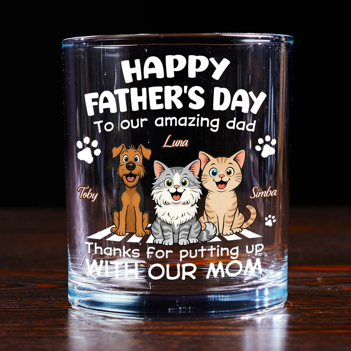 Putting Up With Funny Dad Ver Pet - Personalized Custom Whiskey Glass - Image 3