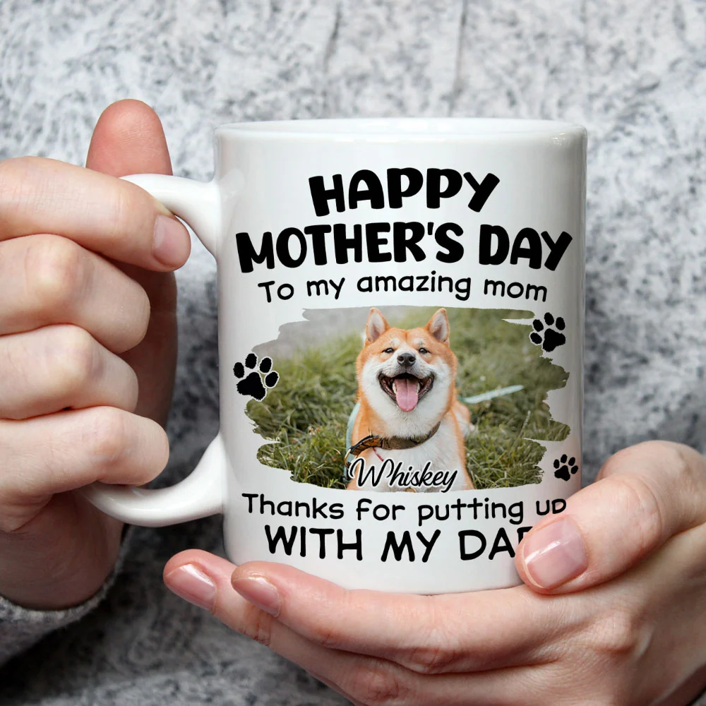 Putting Up With Funny Mom Photo - Personalized Custom Coffee Mug - Image 2