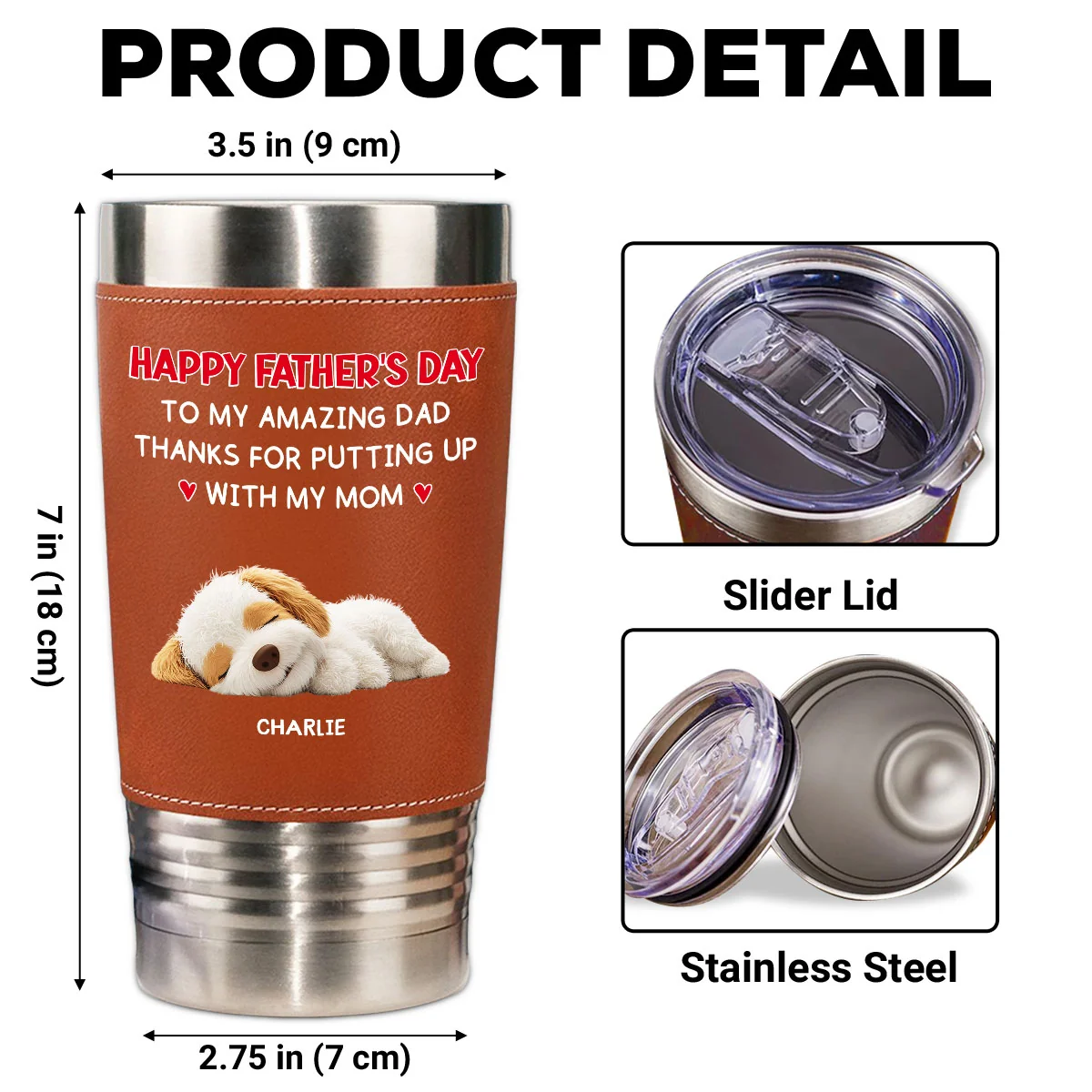 Putting Up With - Personalized Custom Leather Tumbler - Image 5