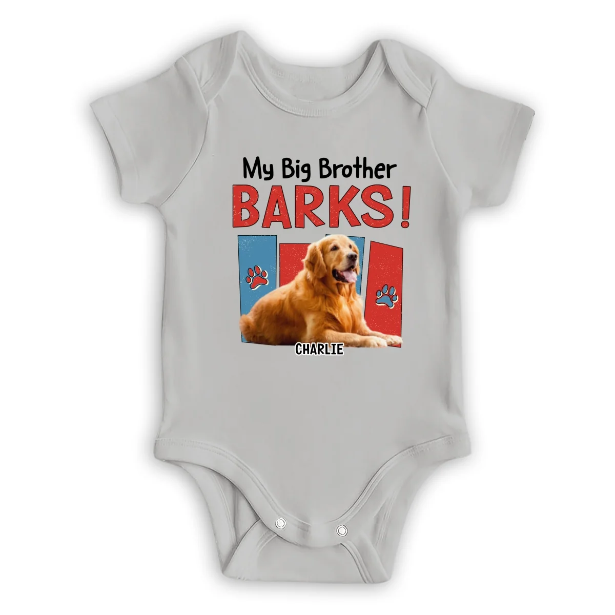 Raised With Paws Photo - Personalized Custom Baby Onesie - Image 6