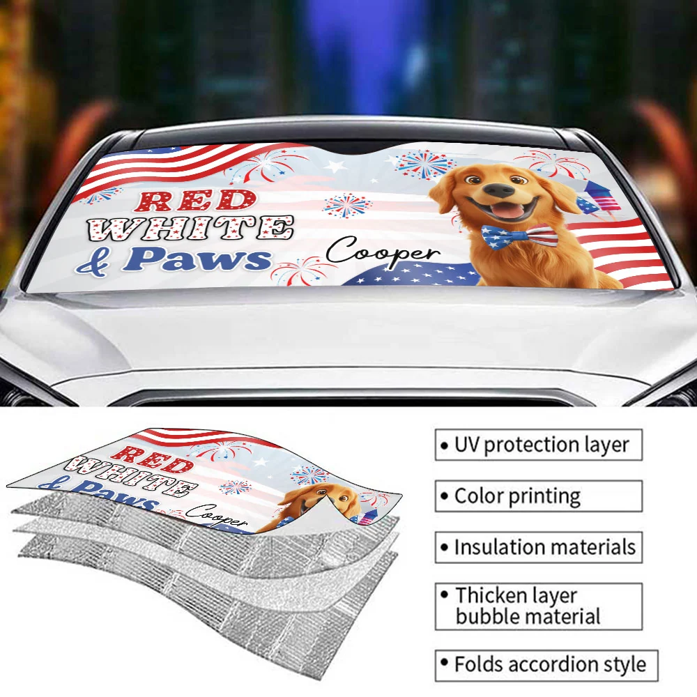 Red White Paw - Personalized Car Sunshade - Image 6
