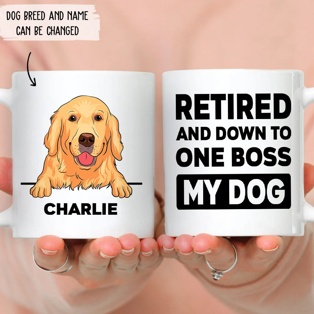 Retired Down To One Boss - Personalized Custom White Coffee Mug - Image 3