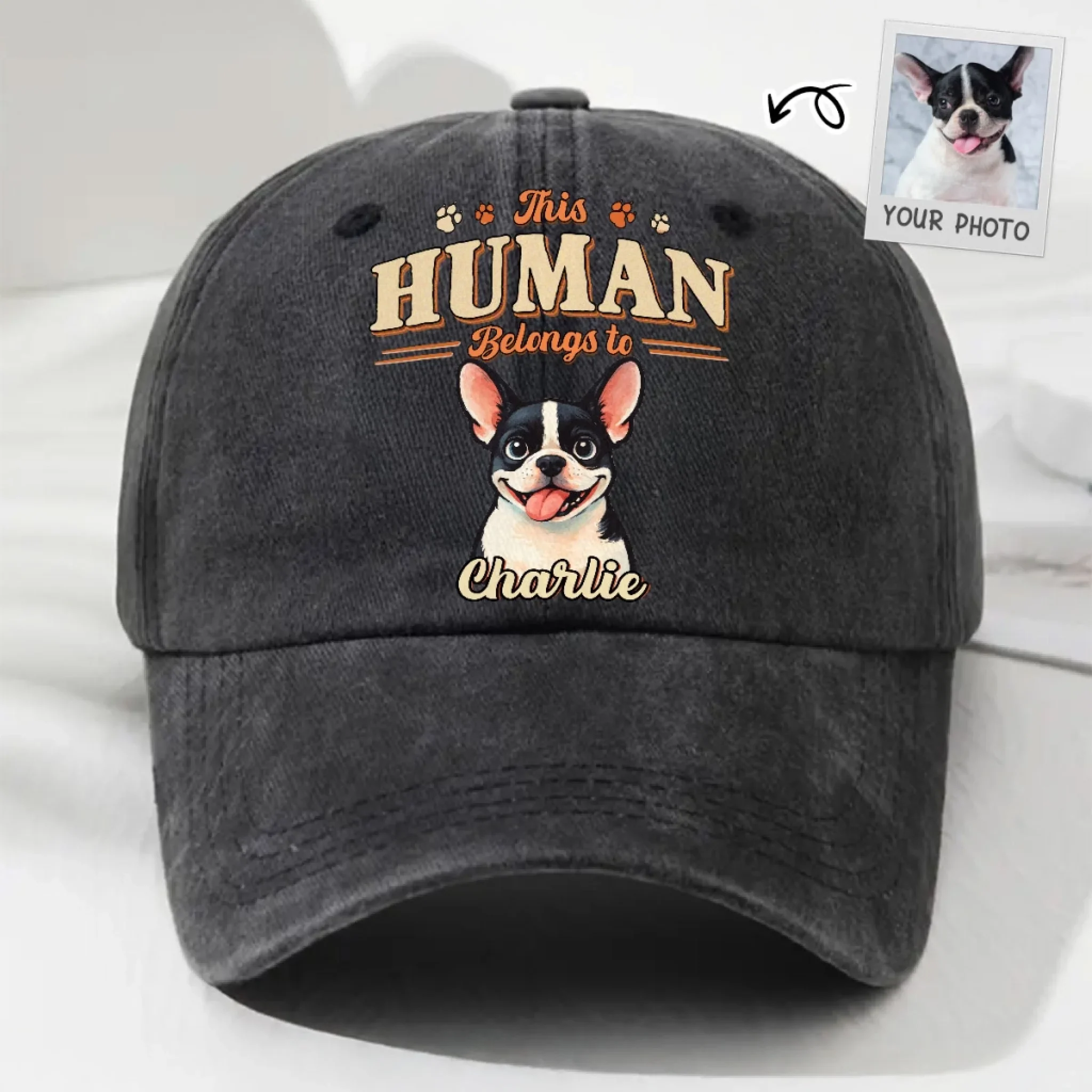 Retro Cartoon Funny Dog - Personalized Custom Vintage Washed Denim Cap