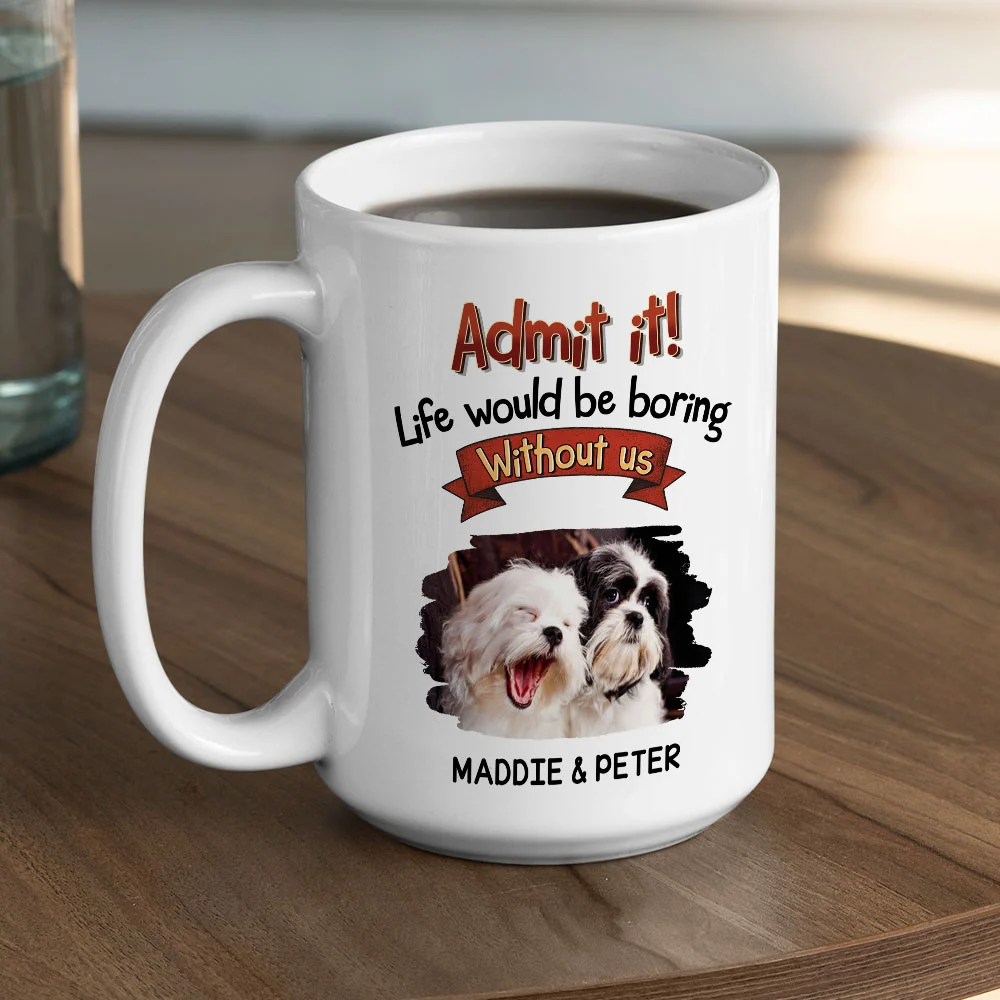 Retro Dog With Us Photo - Personalized Custom Coffee Mug - Image 5