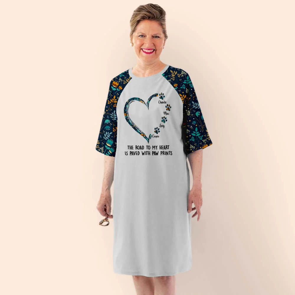 Road To Heart Pattern - Personalized Custom 3/4 Sleeve Dress - Image 3