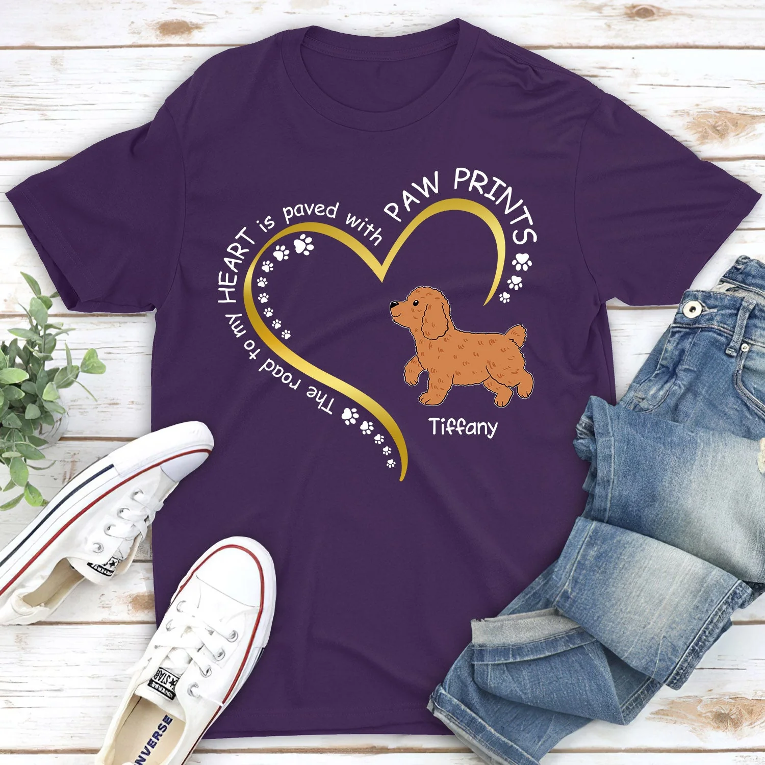 Road To Heart Walking Dog - Personalized Custom Unisex T-shirt - Image 3