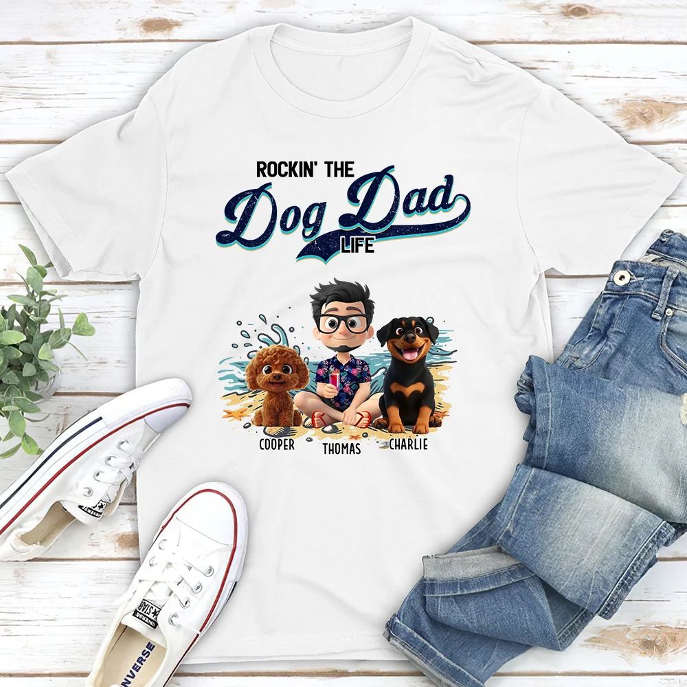 Rocking The Dog Dad Life - Personalized Custom Unisex T-Shirt - Image 2