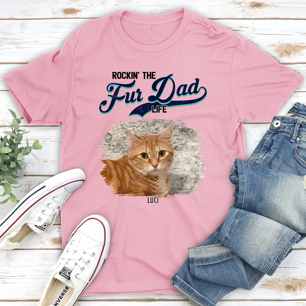 Rocking The Fur Dad Life Photo - Personalized Custom Unisex T-Shirt - Image 4