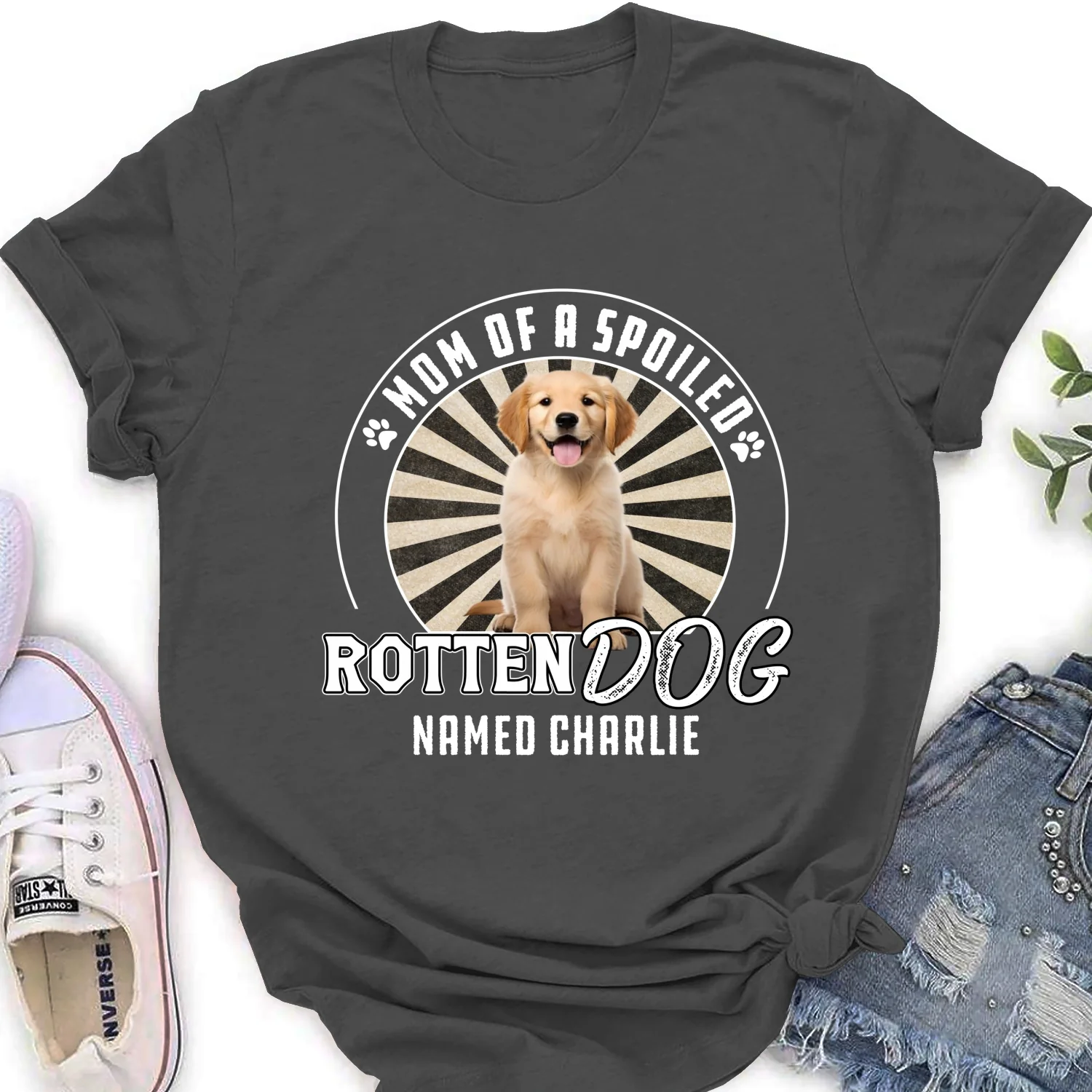 Rotten Dog Of Mom Retro Photo - Personalized Custom Women's T-Shirt - Image 5