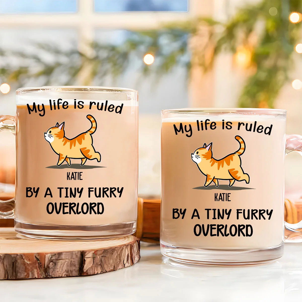 Ruled By Tiny Furry Overlords - Personalized Custom Glass Mug - Image 2