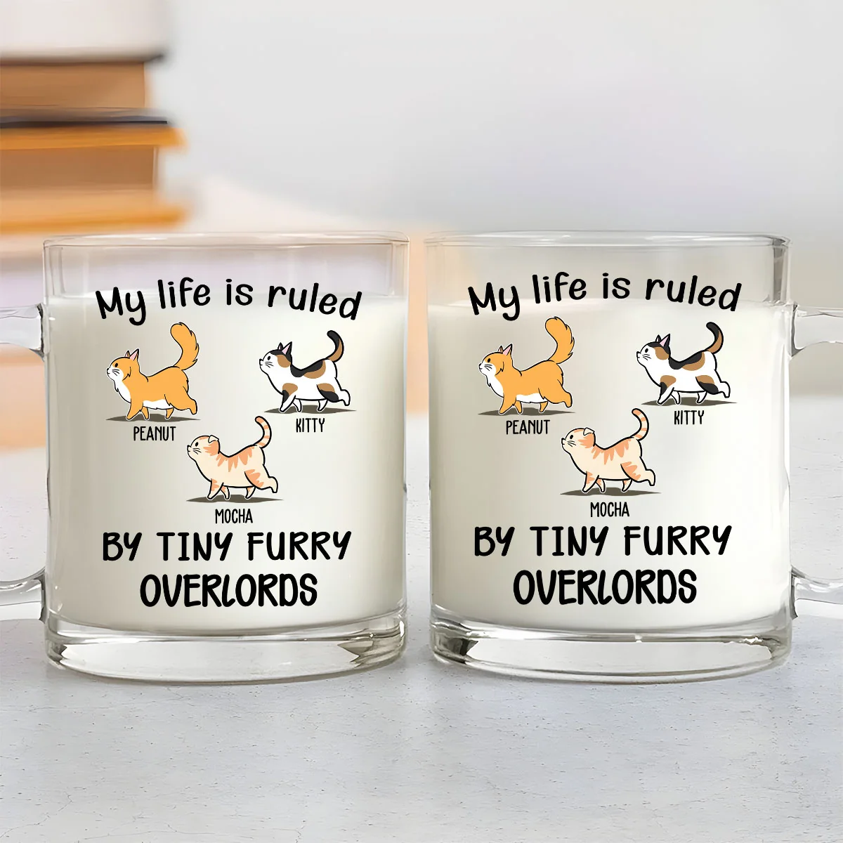 Ruled By Tiny Furry Overlords - Personalized Custom Glass Mug - Image 3